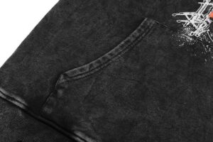 2283#ACID WASHED ROCK HIGH STREET METALLIC HOODY 32