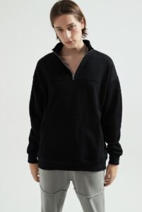 up-zipper front big pocket pure cotton hoodie 28