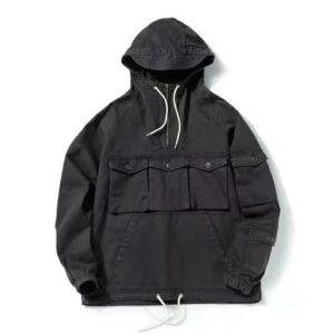 #0246 Multi bag jacket cotton herringbone diagonal gauze fabric field stormsuit style Hooded Jacket 22