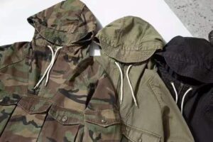 #0246 Multi bag jacket cotton herringbone diagonal gauze fabric field stormsuit style Hooded Jacket 23