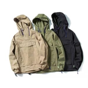 Men's large single pocket hooded solid coat 23