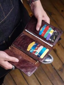 Genuine leather Anti-theft deduction Men's hand purse retro zipper 17