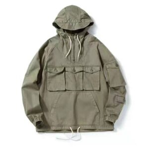 #0246 Multi bag jacket cotton herringbone diagonal gauze fabric field stormsuit style Hooded Jacket 21