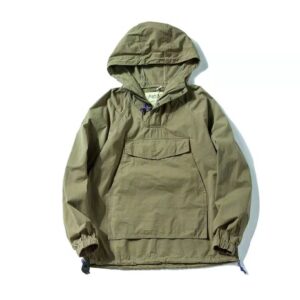 Men's large single pocket hooded solid coat