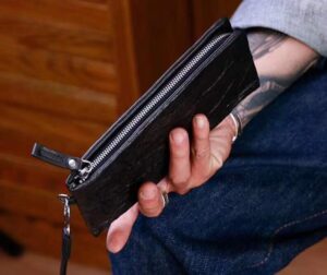 M6316# Top Quality Men's Genuine leather hand purse retro zipper wallet 8