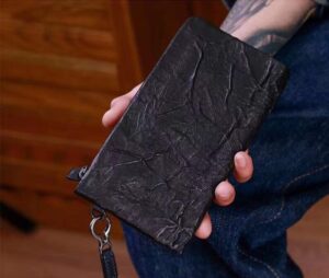 M6316# Top Quality Men's Genuine leather hand purse retro zipper wallet 9