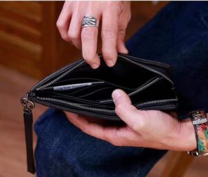 M6316# Top Quality Men's Genuine leather hand purse retro zipper wallet 10