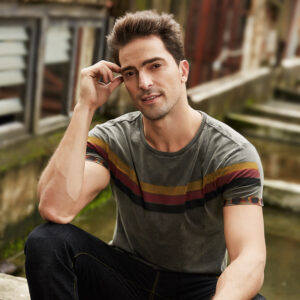 Summer new men's short-sleeved t-shirt Amazon do old wash men's T-shirt slim round collar men's undershirt