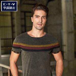 Summer new men's short-sleeved t-shirt Amazon do old wash men's T-shirt slim round collar men's undershirt