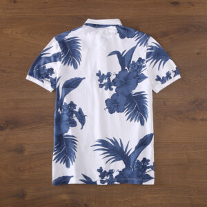 Spring and summer new American retro wash to do old flower shirt men's turn collar short-sleeved T-shirt POLO shirt V259