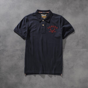 Spring and summer new American simple letter sticker men's turn collar short-sleeved T-shirt POLO shirt half-sleeve PK511