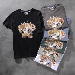 Air-rainbow American retro wash-and-grind print men's round-necked short-sleeved T-shirt youth half-sleeve AR843