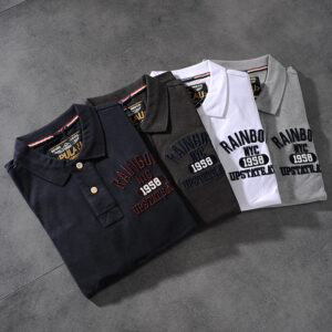 Autumn and winter new American simple embroidered letter men's short-sleeve POLO shirt youth turn collar half-sleeve PK503