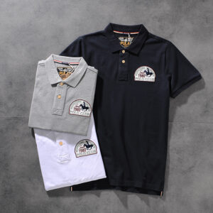 Spring and summer original design American simple embroidery men turn collar short-sleeved POLO shirt youth half-sleeve