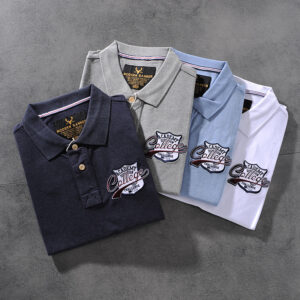 Modern banner American minimalist embroidered men's turn collar short-sleeve POLO shirt half-sleeve M702