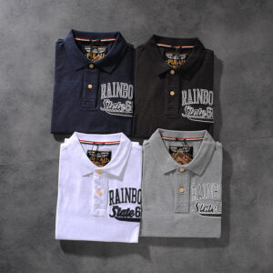 Spring and summer new American simple letter embroidery men's turn collar short-sleeve POLO shirt youth half-sleeve PK506