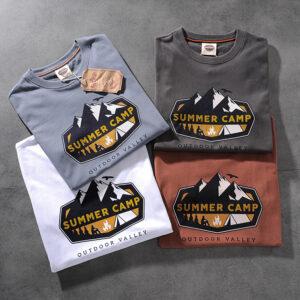 Air-rainbow American retro wash-and-grind print men's round-necked short-sleeved T-shirt youth half-sleeve AR824