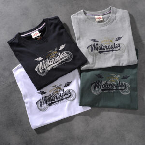 Modern banner spring/summer American retro click simple water wash print men's round-neck short-sleeved T-shirt M612