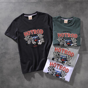 Modern banner American retro do old water wash polished print men's round collar short-sleeved T-shirt half-sleeve M613