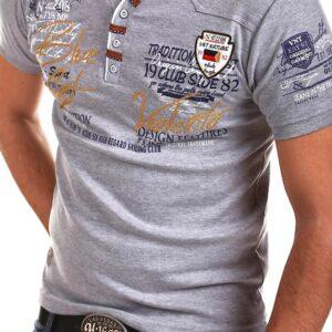 Foreign trade men's casual personality short-sleeved T-shirt summer men's print t-shirt V collar slim short-sleeve polo