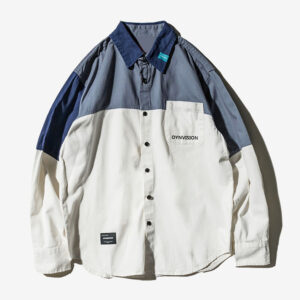 Autumn shirt men's long-sleeved new stitching trend Korean version of casual shirt shirt tide Japanese loose jacket shirt