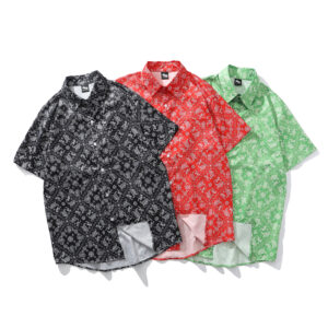 Summer men's beach short-sleeved flower shirt men's loose-fitting trend casual half-sleeved shirt ins port style retro inch shirt