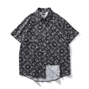 Summer men's beach short-sleeved flower shirt men's loose-fitting trend casual half-sleeved shirt ins port style retro inch shirt