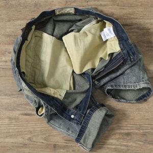 European station foreign trade American casual retro sand wash white do old jeans men a straight-up pants man