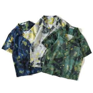 Summer vintage oil painting full of printed shirt men's and women's trend Hong Kong style Hawaiian design sense couple short-sleeved shirt tide