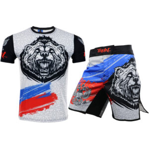 Quick-dry set T-shirt MMA fight sports muscle exercise short sleeves running UFC comprehensive fight training Muay Thai loose