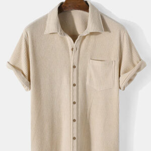 men's short-sleeved open-chest shirt rocking velvet