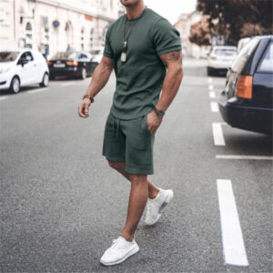 Foreign trade summer cross-border explosion of European short-sleeved shorts two-piece sports casual men's suit