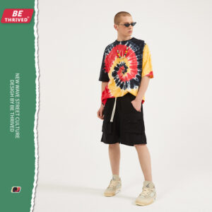 BE menswear | spring/summer new multi-color vortex dyed short-sleeved vibe wind high street hip-hop loose-fitting T-shirt