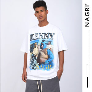 NAGRI 2021 Black Short Sleeve Summer Collarless Letter Teen Geometry Pattern Casual Head Hip-Hop Men's Wear