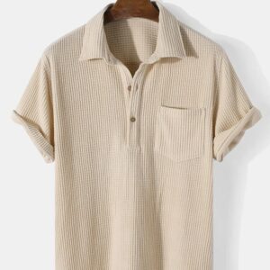 2021 independent station cross-border e-commerce short-sleeved solid color half-open shirt bubble plaid material